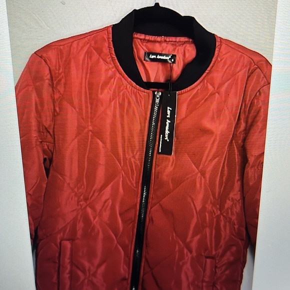 Men's Small Bomber Style Jacket Lars Amadeus Quilted Lightweight Burgundy NWT - Picture 2 of 8